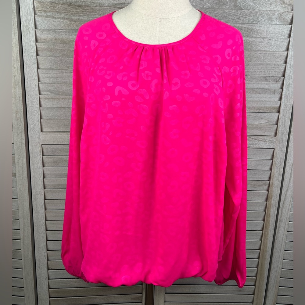 TORRID Hot Pink Leopard Print Bubble Hem Blouse-2X